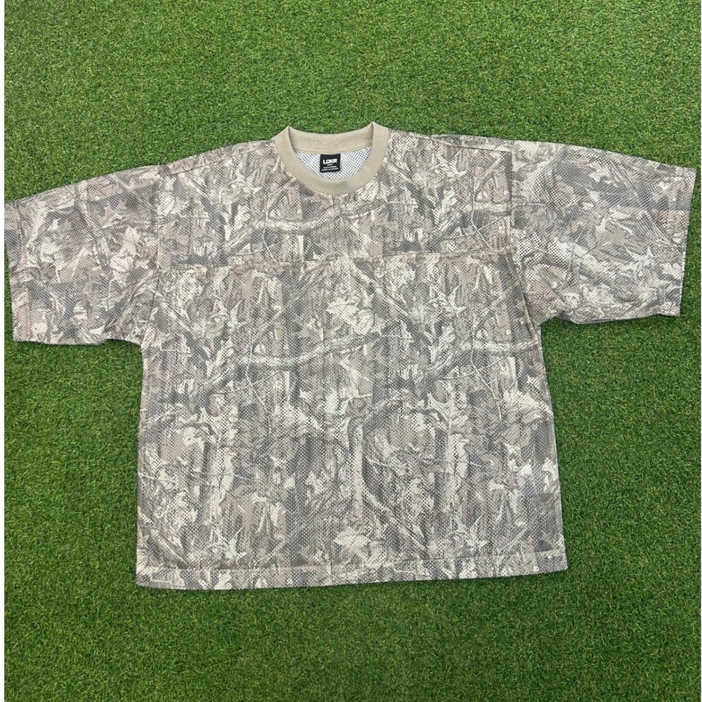 LCKR Mens Camo Mesh Jersey Short Sleeve T-Shirt Size Medium Brown Grey